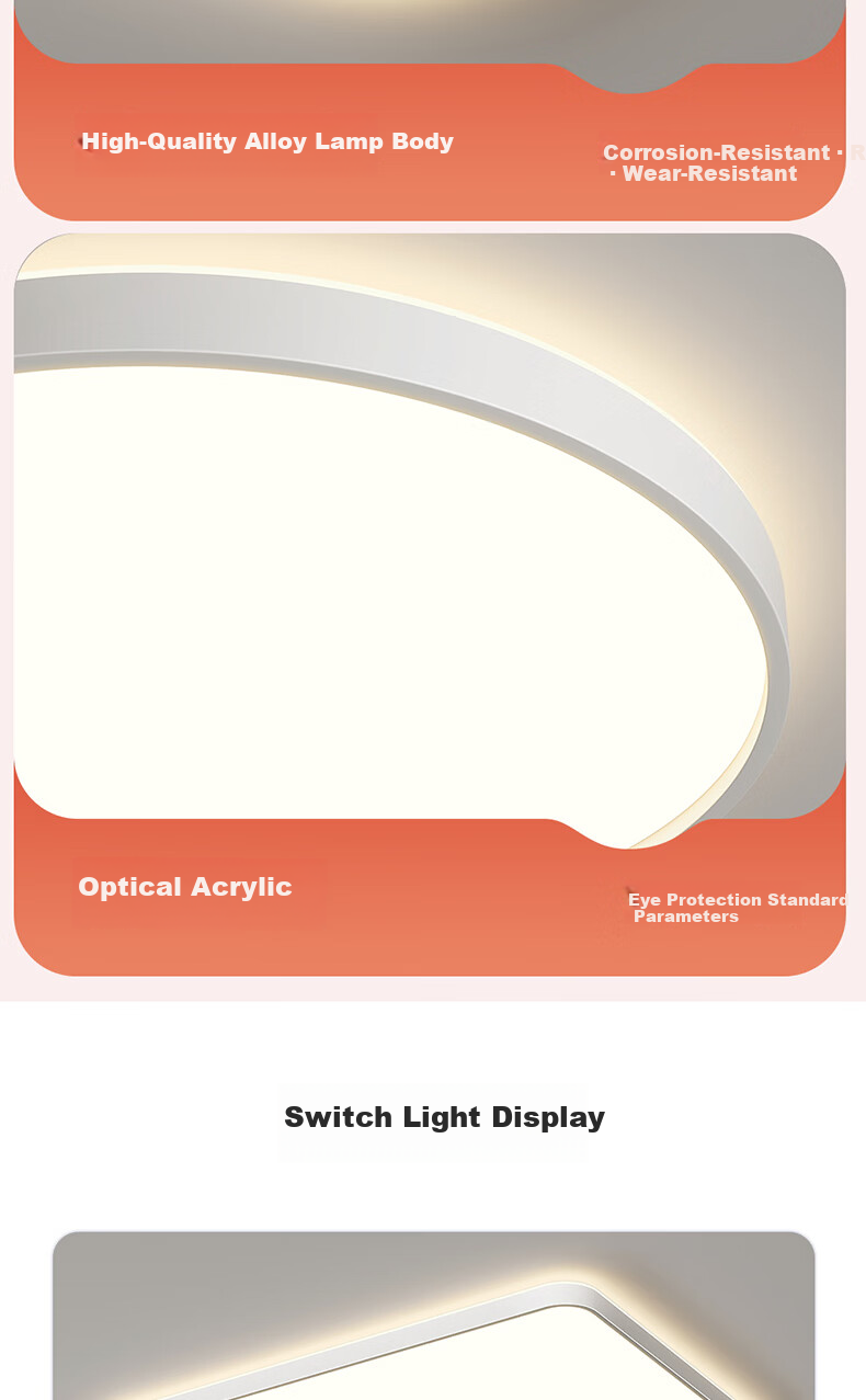 Kuka LED Ceiling Light Simple Eye-Care PR Light Living Room Bedroom Lamp 40cm Round - Three Colors [Installation Included] 18