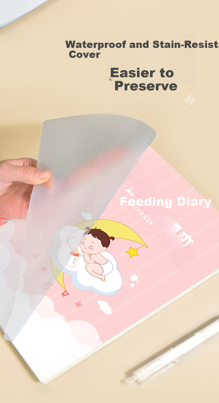 Dr. Dolly A5 Feeding Record Book Boy Baby Nursing Diary Infant Breastfeeding Log Newborn Growth Manual Milk Intake Notebook Soft Spiral 50 Sheets 10