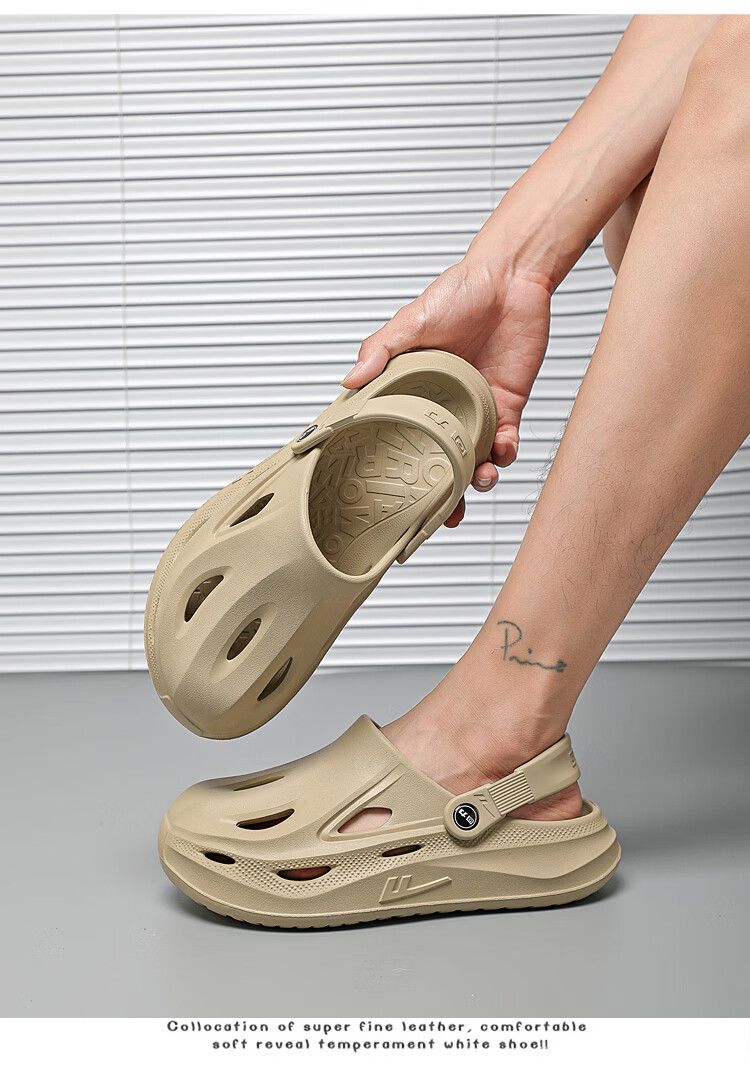 Warrior Men's Summer Breathable Sandals Closed-Toe Beach Slippers SDJ-0752 Gray-Green Size 42 7