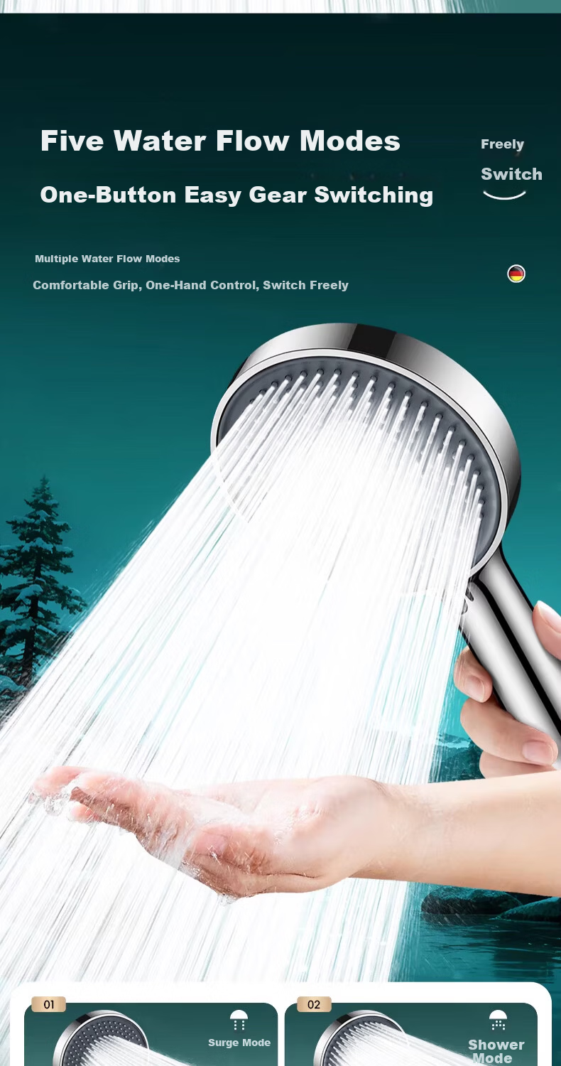 Del 28-Year Brand Pressurized Shower Head Bathroom Five-Mode CD-20 Liquid Silicone 5