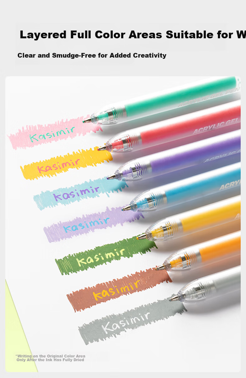 Cashmere Retractable Acrylic Gel Pen Colorful Gel Pen Student Stationery Drawing Journal Pen Large Capacity Rollerball Pen Exam Review Highlight Marker - Galaxy 3-Pack 7
