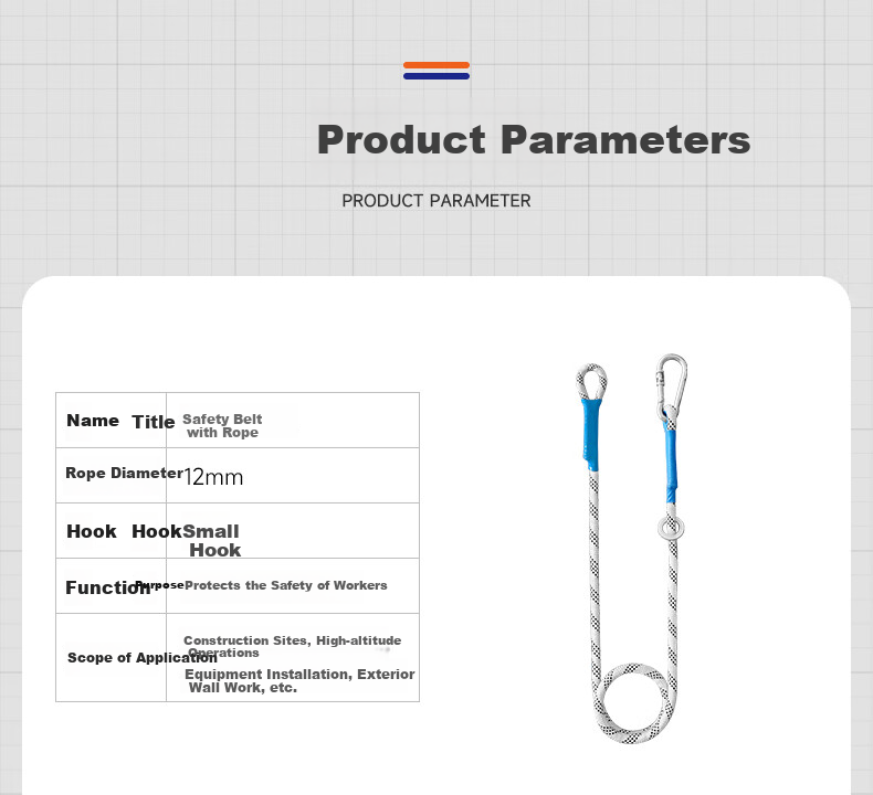 LPT Five-Point Safety Harness High-Altitude Work Half-Body Belt Double Hook Construction Site Wear-Resistant Safety Rope Set Five-Point Single Large Hook 3 Meters 7