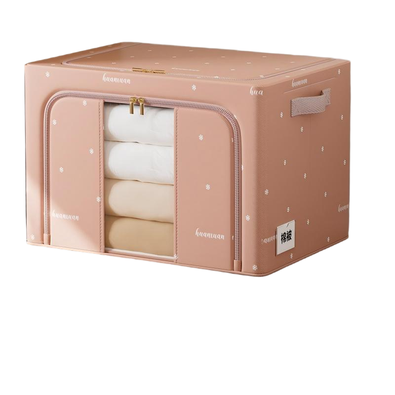 Natural House Fabric Washable Clothes Storage Box Quilt Organizer Large Capacity Wardrobe Storage Bin Blue - 66L
