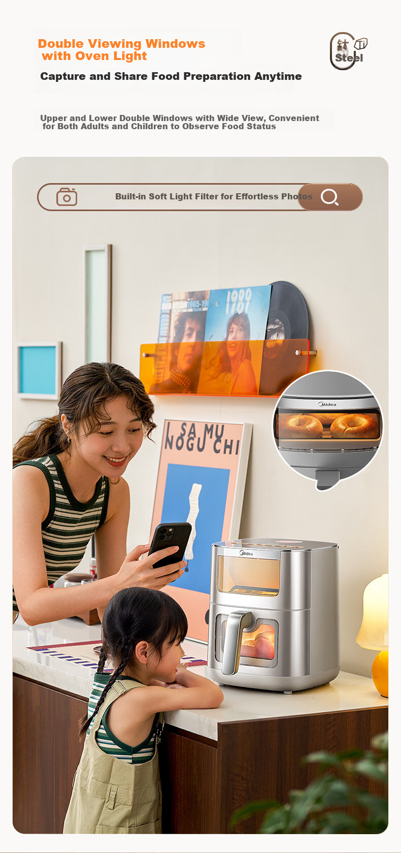 Midea Fresh Air Roasting Air Fryer [Price Protection 618] Non-Coated Stainless Steel Titanium Air Fryer Steam and Roast Combo 2026 New Model 6.5L Large Capacity KZC6521PRO 21