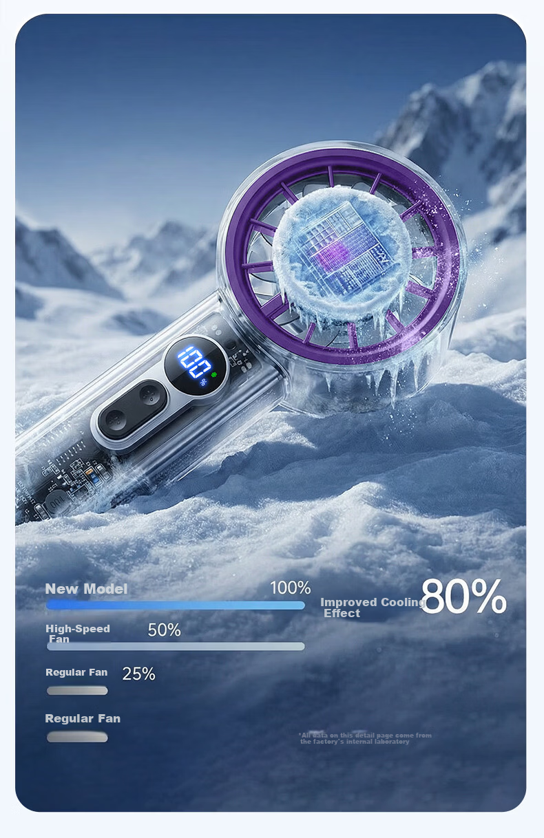 CHIGO Handheld Mini Fan Cooling Ice Compress High-Speed Powerful Small Fan Semiconductor Ice Compress Outdoor Cooling Mini USB Rechargeable Long Battery Life Dorm Use 6