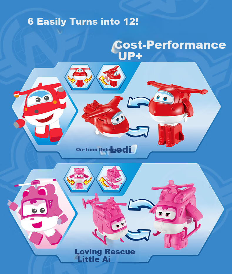 AULDEY Super Wings 13-Piece Interstellar Guardian Transforming Robot Toy Gift Set for Kids 9