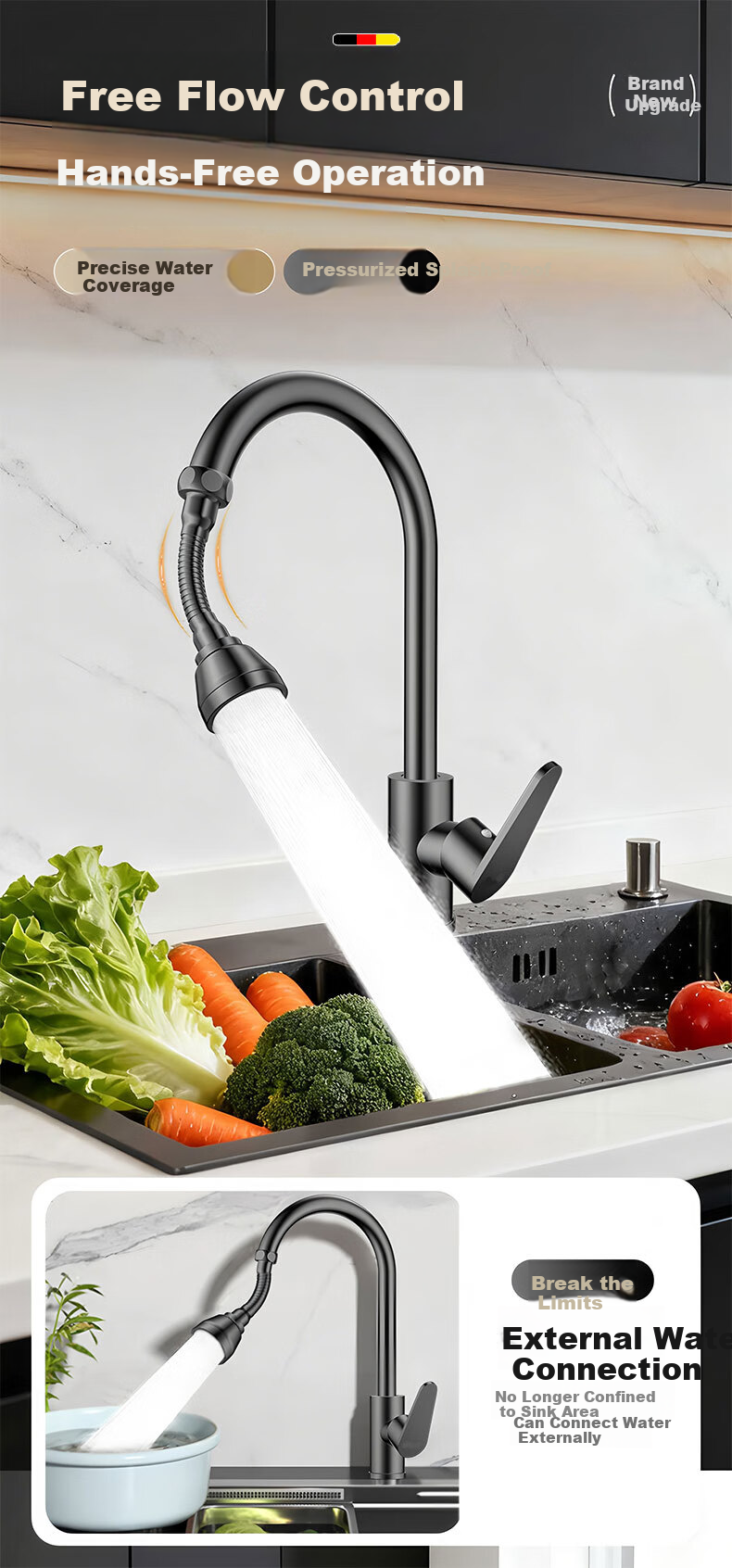 HOMK [Germany] Faucet Aerator Basin Faucet Extender Universal Connector Splash-Proof Kitchen Use 9