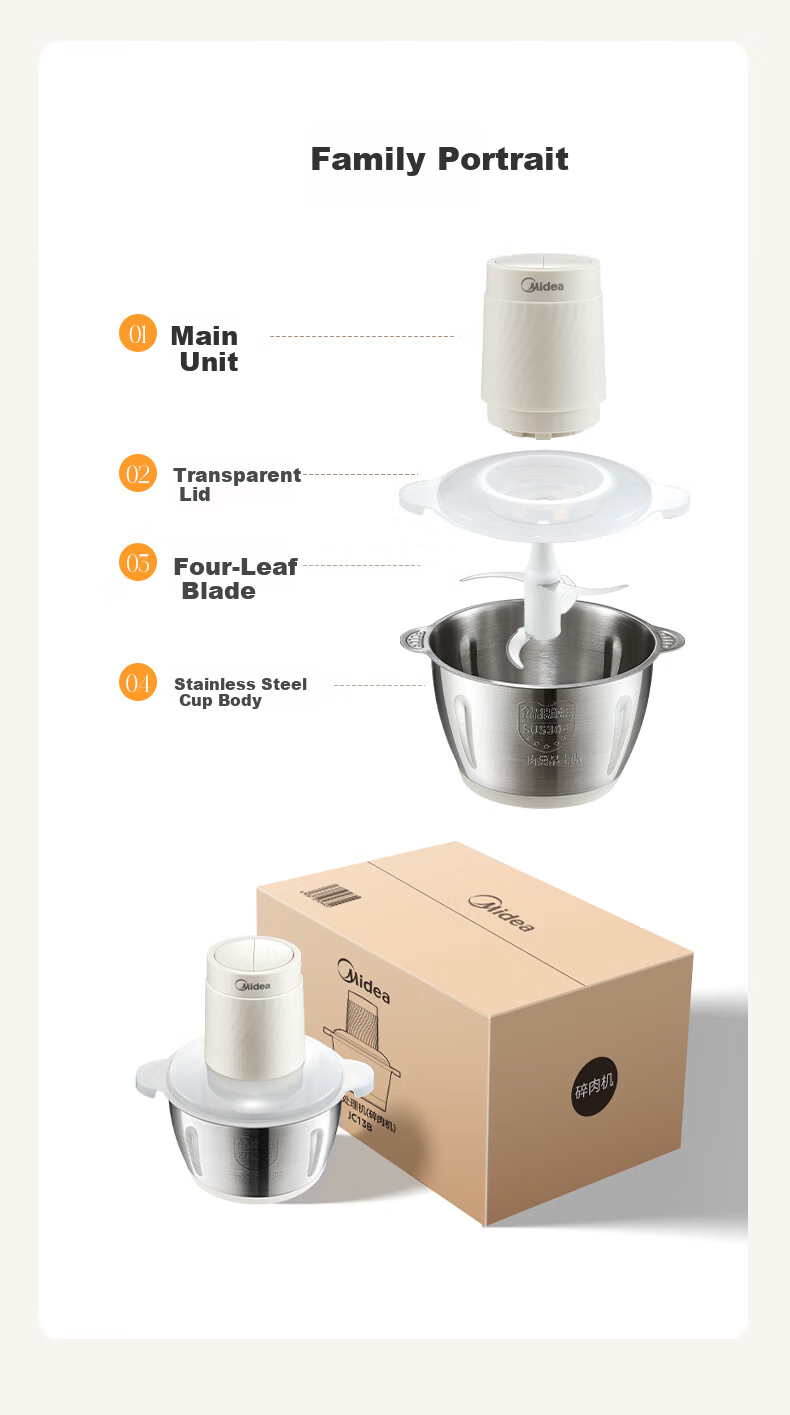 Midea 5L Meat Grinder Household Large Capacity Stainless Steel Cup 1000W High Power Electric Multifunctional Chopper Mixer Meat Mincer BL90R03 15