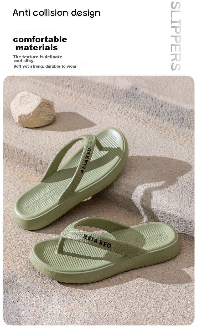 Qiumuxi Men's EVA Flip Flops Slip-Resistant Summer Beach Durable Soft Sole Portable Home Couples Sandals 3