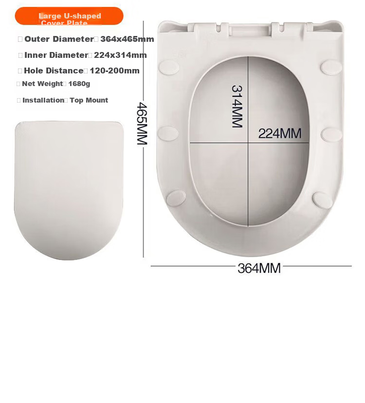 Denwalk [Germany] Universal U-Shaped Thickened Toilet Seat Cover Replacement Quick-Release Old-Style Toilet Ring Seat 12