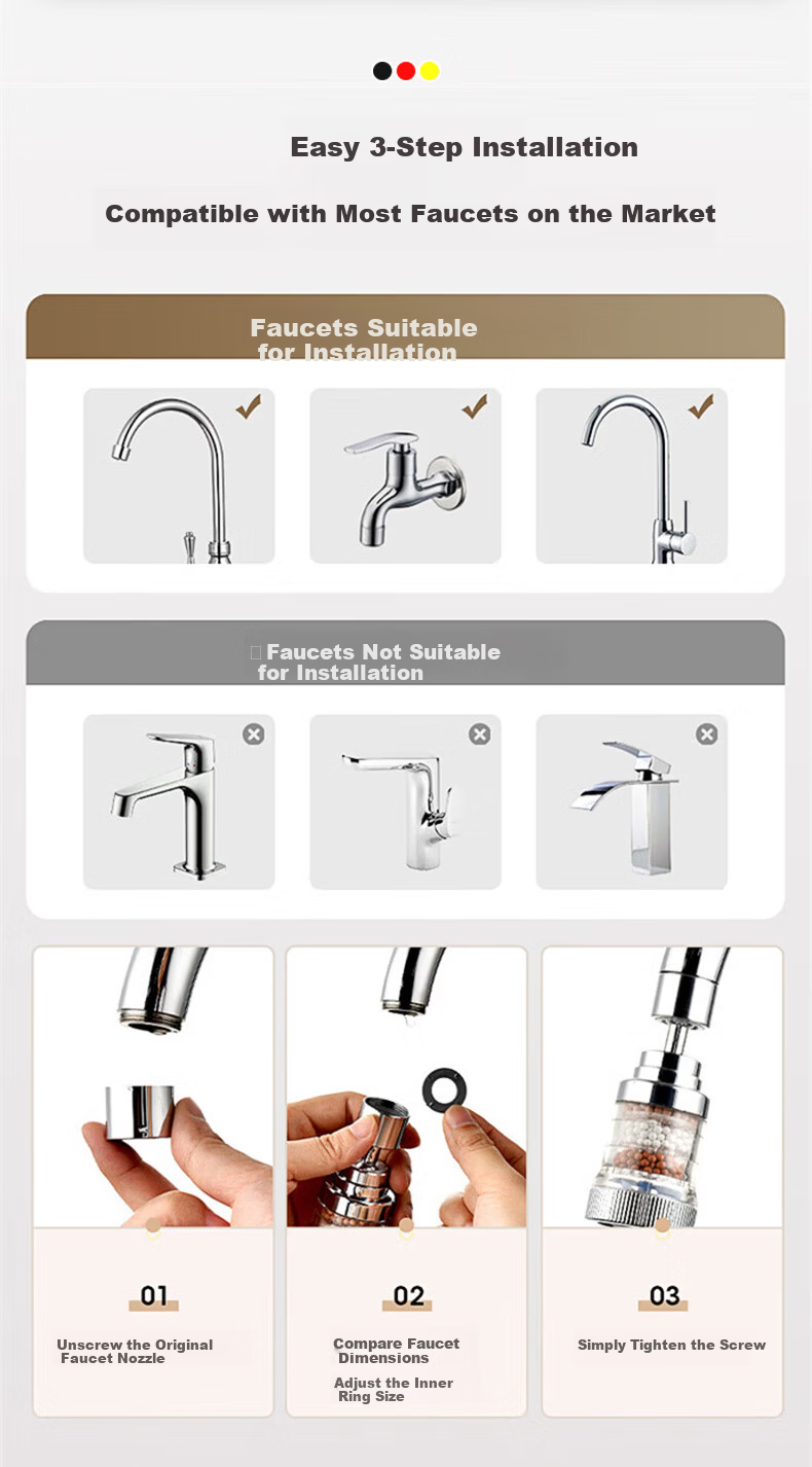 JROR German Faucet Extender Splash Guard Kitchen Aerator Water Purifier Household Tap Filter 4