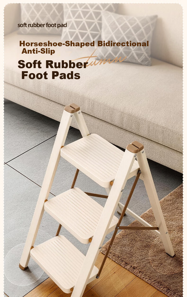 Xiaomoti Household Folding Thickened Carbon Steel A-Frame Ladder Indoor Multifunctional Step Ladder with Handrail Four-Step Ladder 11