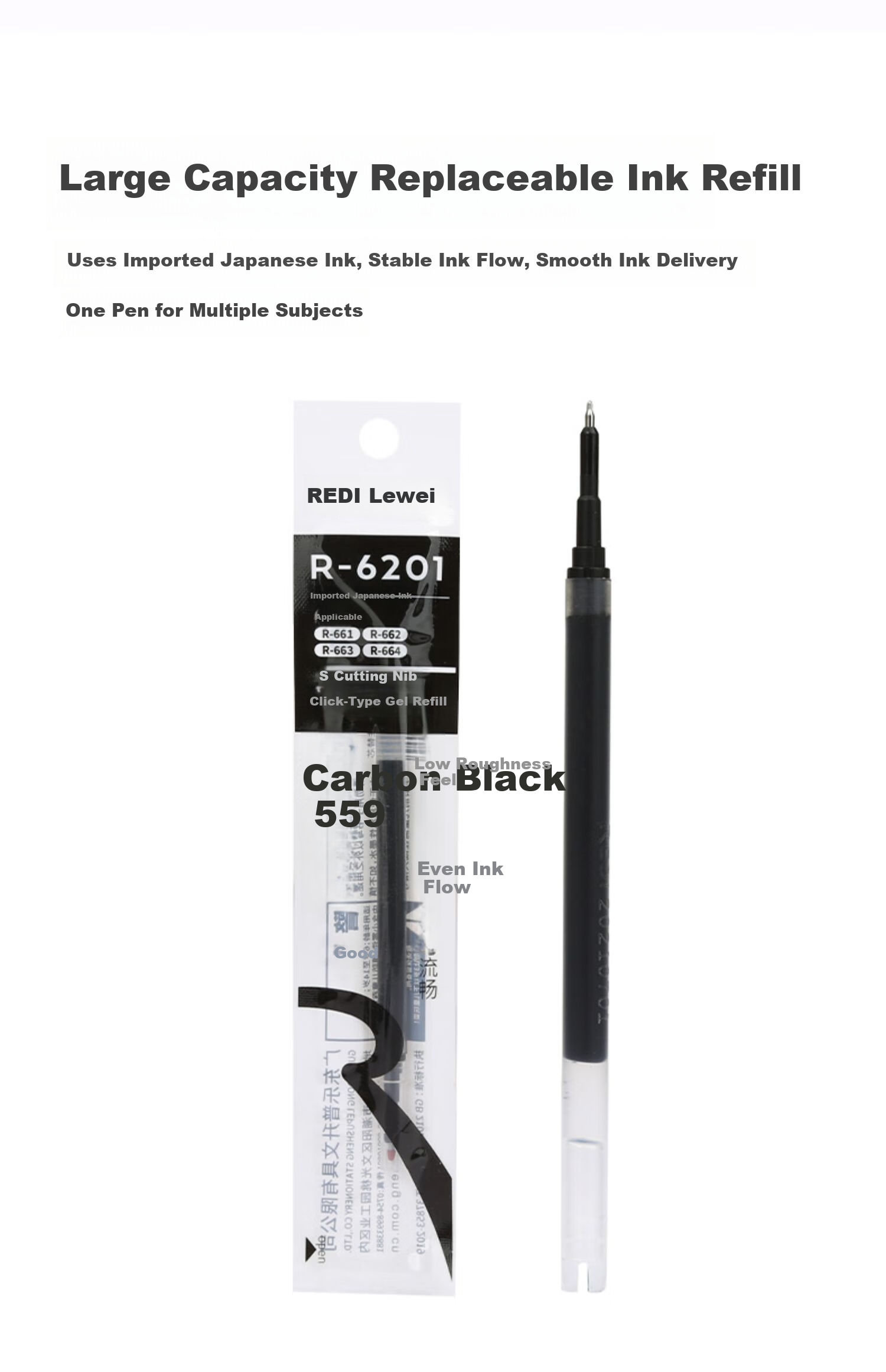 Lepusen Lewei Retractable Gel Pen 0.5mm Liquid Ink Massage Pen Set Signature Pen Dot Press Student Homework Exam Special High-Value 661-4 + 10 Refills 8