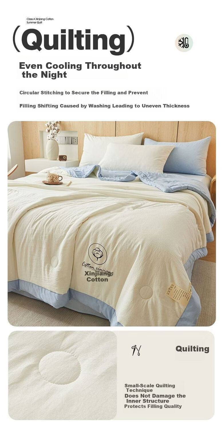 J.Sir Air Conditioning Quilt Summer Cooling Blanket 1.5x2m Single Machine Washable Thin Quilt A-Class Washed Cotton Xinjiang Cotton 7