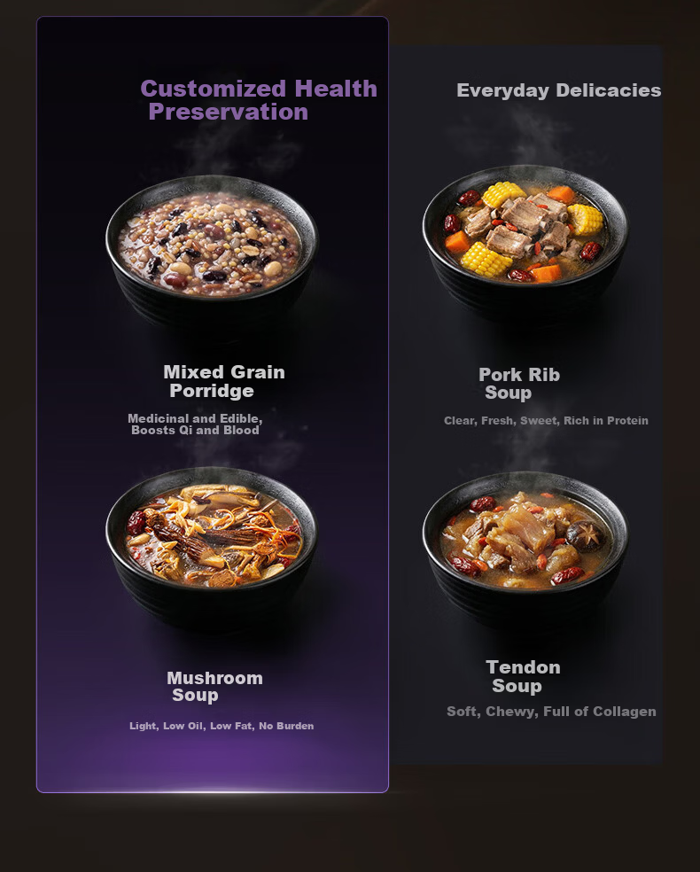 Joyoung 4L Electric Slow Cooker Purple Clay Pot Multi-Function Smart Timer Stew Porridge Soup Pot DG40K-GD408 12