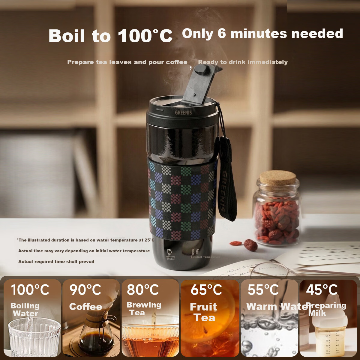 GREENIS Portable Pure Titanium Electric Kettle Travel Electric Water Cup High-Value Boiling Coffee Thermos Temperature Control Insulated Cup Mini Milk Tea Cup