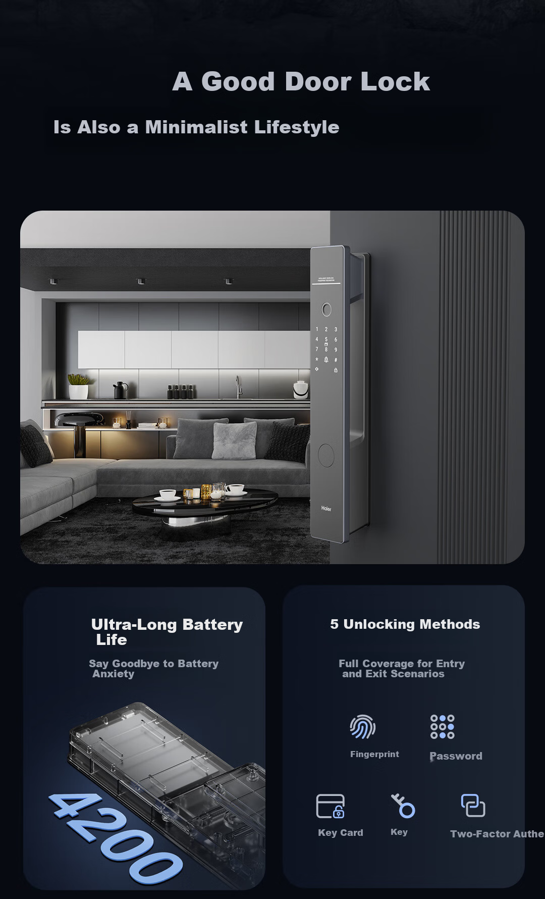 Haier Smart Door Lock P30lite Fully Automatic Fingerprint Password Lock Home Entrance Anti-theft Electronic Lock C-Level Lock 2