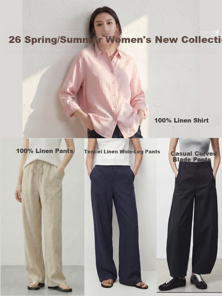 JD Jingzao Tencel Linen Wide-Leg Pants for Women Summer Thin Style Casual Straight Pants Navy Blue 2XL 1