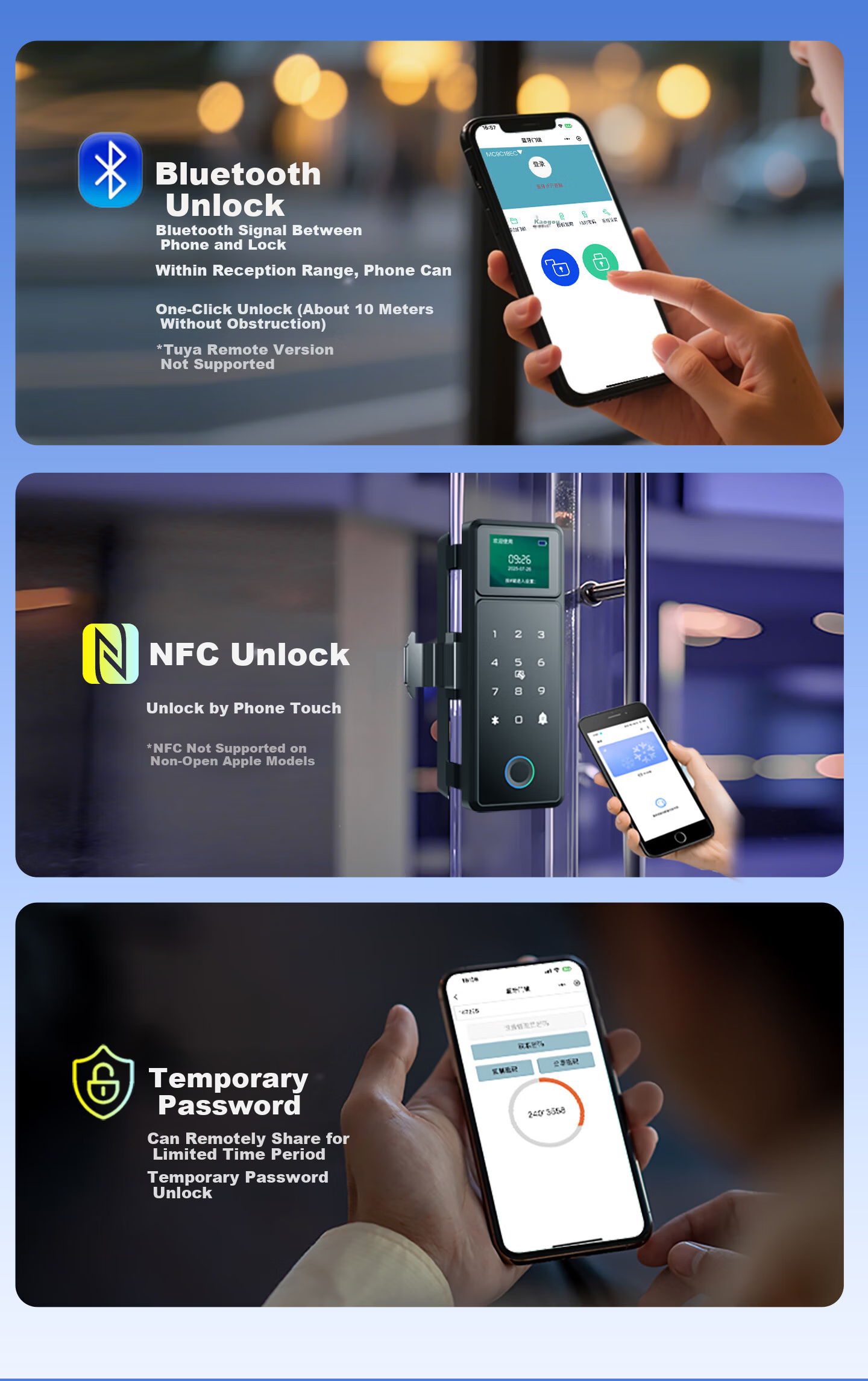 CHIGO Glass Door Fingerprint Lock No Drilling Office Password Lock Single and Double Door Smart Electronic Access Control Lock 13