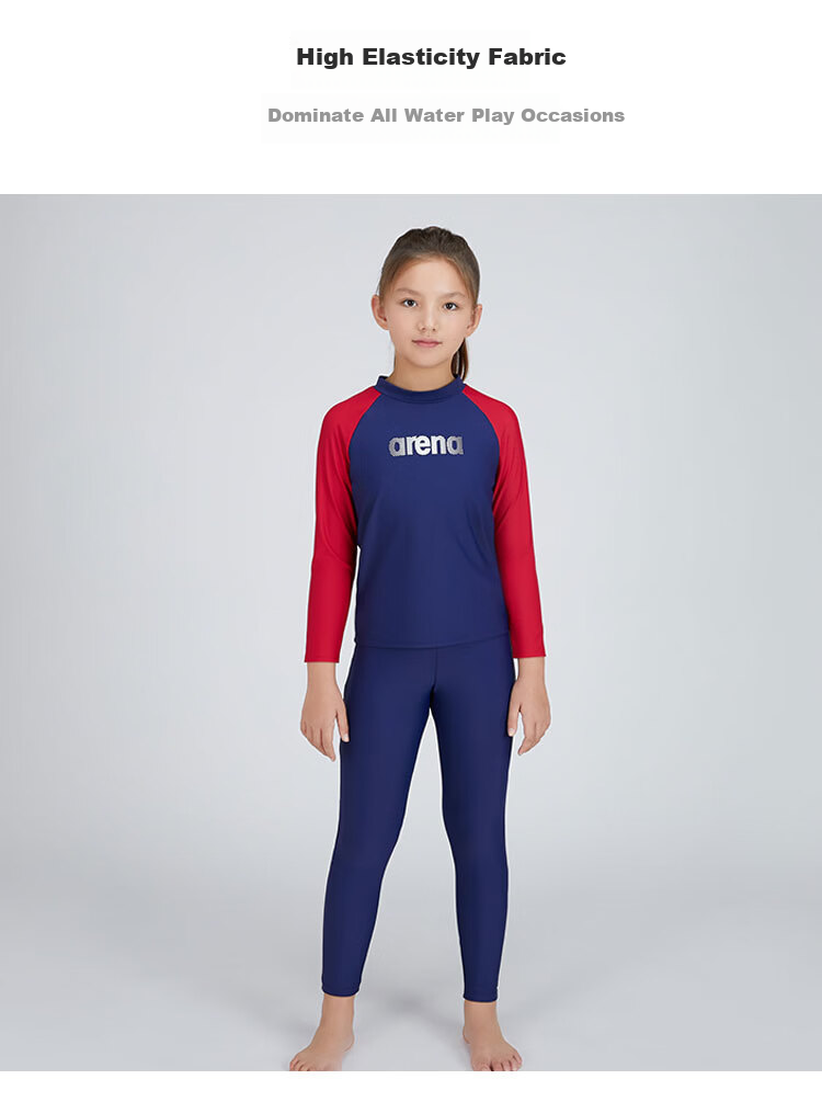 Arena Kids Youth Long Sleeve Two-Piece Sun Protection Stretch Comfortable Boys Girls Swimsuit Set 4