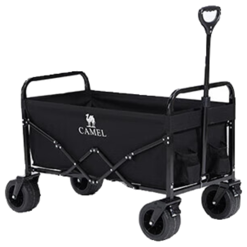 CAMEL Camping Folding Cart Small Wagon Grocery Cart Stroller Dog Walker Home Utility Cart Delivery Pickup J42620 Black