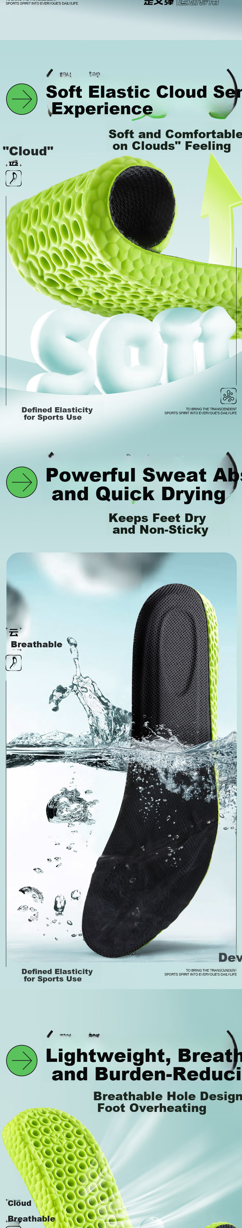 Footprint Tribe Mugwort Deodorizing Insoles Sweat-Absorbing Shock-Absorbing Soft Cushioned Anti-Fatigue for Long Standing 1 Pair Green Black Size 45-46 2