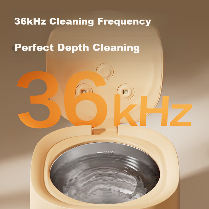Deli Ultrasonic Cleaner Large Capacity Jewelry Razor Denture Teeth Whitening 36kHz High Frequency Vibration Cleaning Machine UV Sterilization Christmas Gift Orange