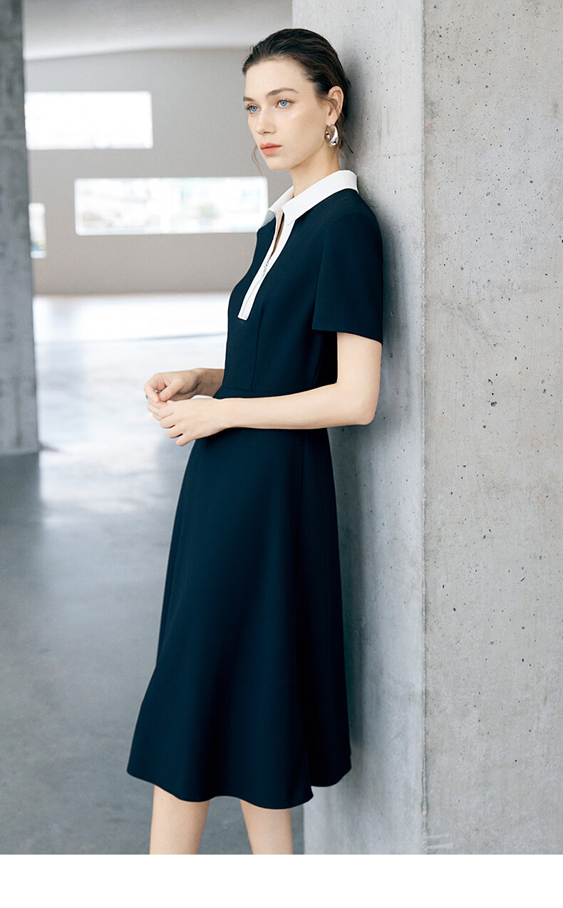 Yanyu Color-Block Lapel Dress 2026 Summer Luxury Socialite Style Evening Gown Black 2XL 12