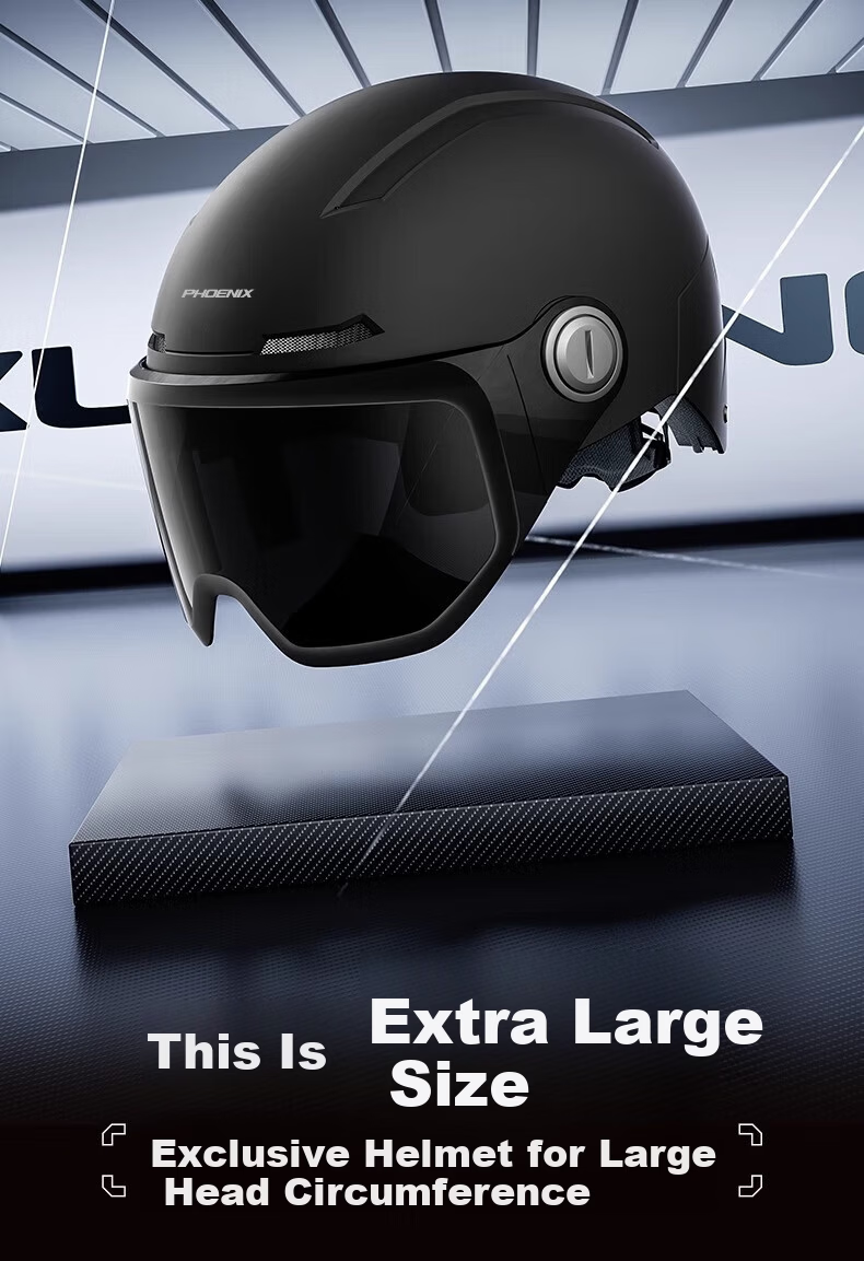 Phoenix Electric Vehicle Helmet Unisex New National Standard 3C Certified Safety Helmet Four Seasons Universal Winter Warm Anti-Fog Electric Scooter Motorcycle Half Helmet Large Size 3C Matte Black +  2