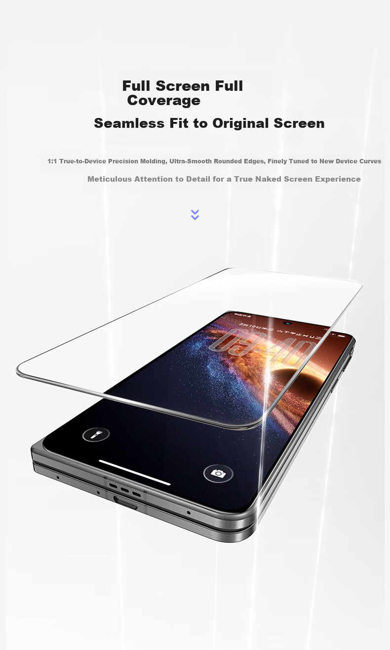 LLUNC [2-Pack] Honor Magic V6 Tempered Glass Screen Protector Ultra-Thin HD Anti-Fingerprint Full Coverage Case-Friendly Dustproof Shockproof Film 3