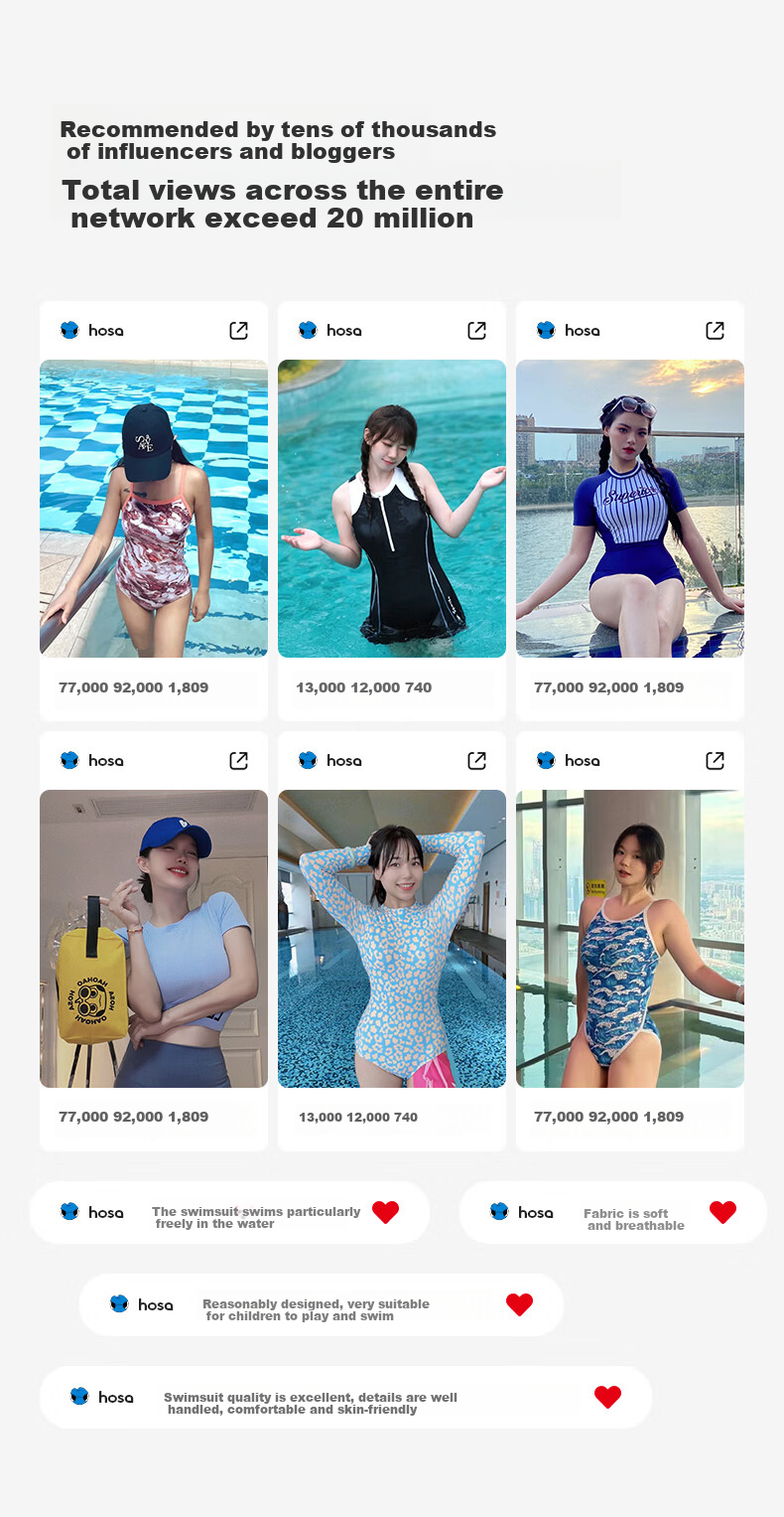 Hosa Women's One-Piece Square Leg Swimsuit New Racing Training Swimwear Plus Size Adult 2