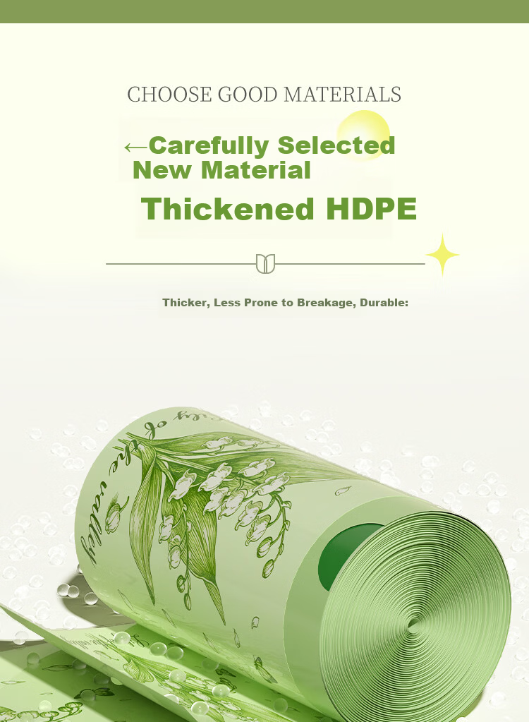 OKISS Camellia Tear-Free Garbage Bags Dormitory Portable Drawstring Thickened Plastic Bags Kitchen 2 Mil 158 Pieces 45*50cm 7