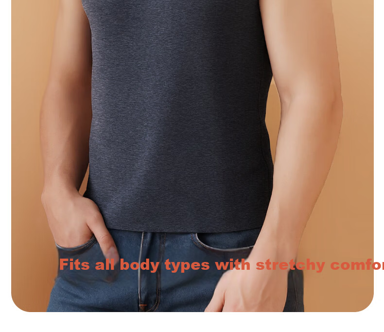 SEPTWOLVES Men's Silk Vest Double-Sided Brushed Seamless Itch-Free Warm Crew Neck Vest Storm Gray 2XL 10