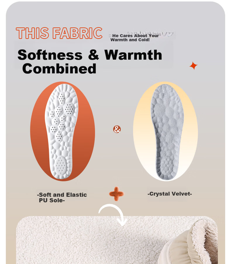 Bonnie Family 2 Pairs Men's Warm Insoles Soft Elastic Comfortable Thickened Fleece Winter Cold-Resistant Cotton Insoles 3