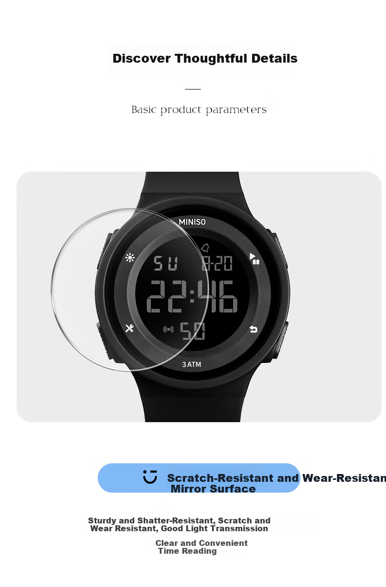 MINISO Sports Waterproof Digital Watch for Kids Teens Alarm Clock Genius Children Timepiece Gift 18