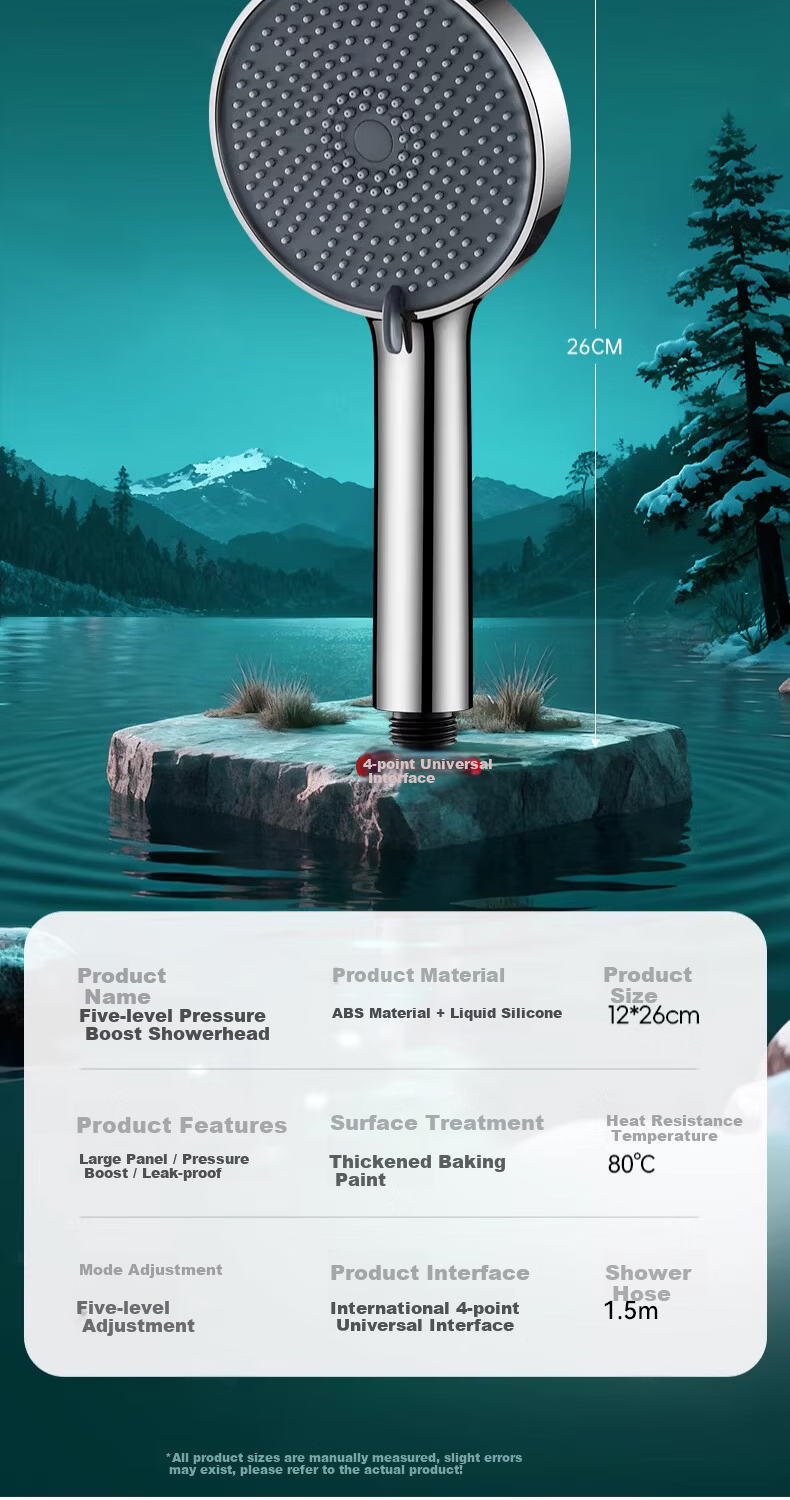Del 28-Year Brand Pressurized Shower Head Bathroom Five-Mode CD-20 Liquid Silicone 12