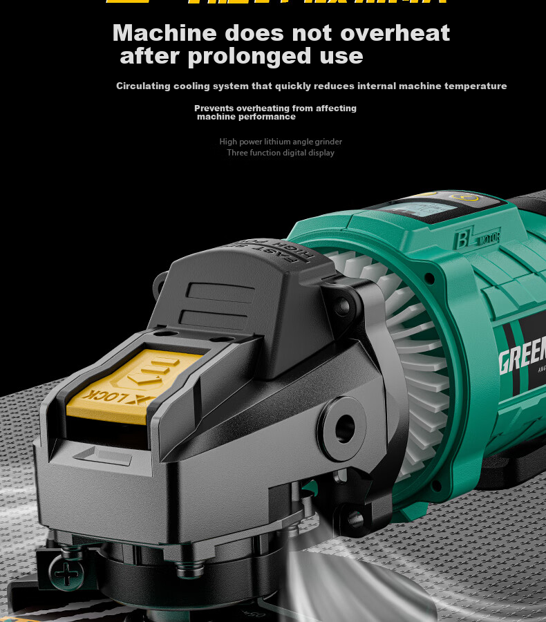 GREENER Lithium Angle Grinder Cutting Machine Household Handheld Electric Polisher Brushless Grinder Grooving Genuine Digital Display 15