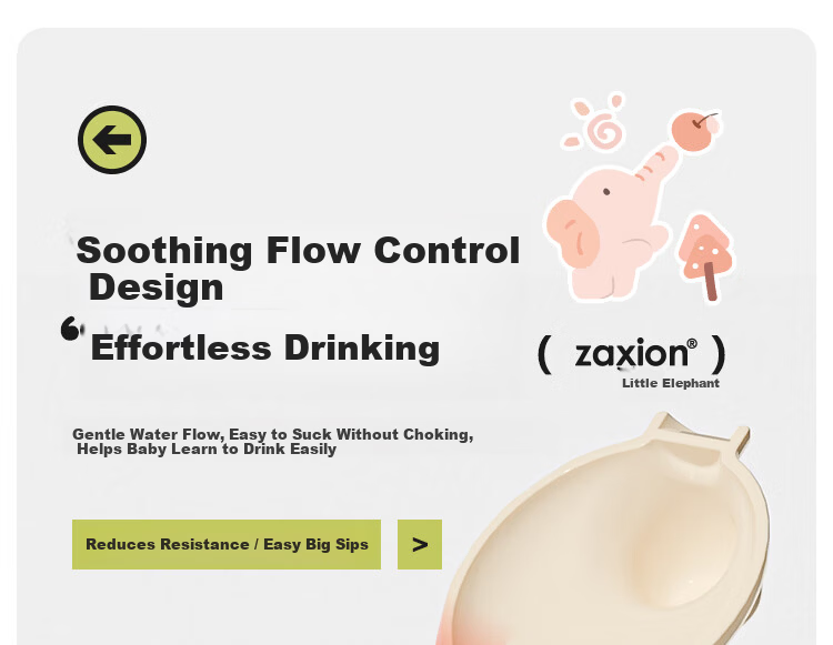Zaxion Little Elephant Training Cup Duckbill Spout Rock Gray Green PPSU Training Cup Anti-Choke Baby Cup Straw Cup for Children 6 Months+ 11