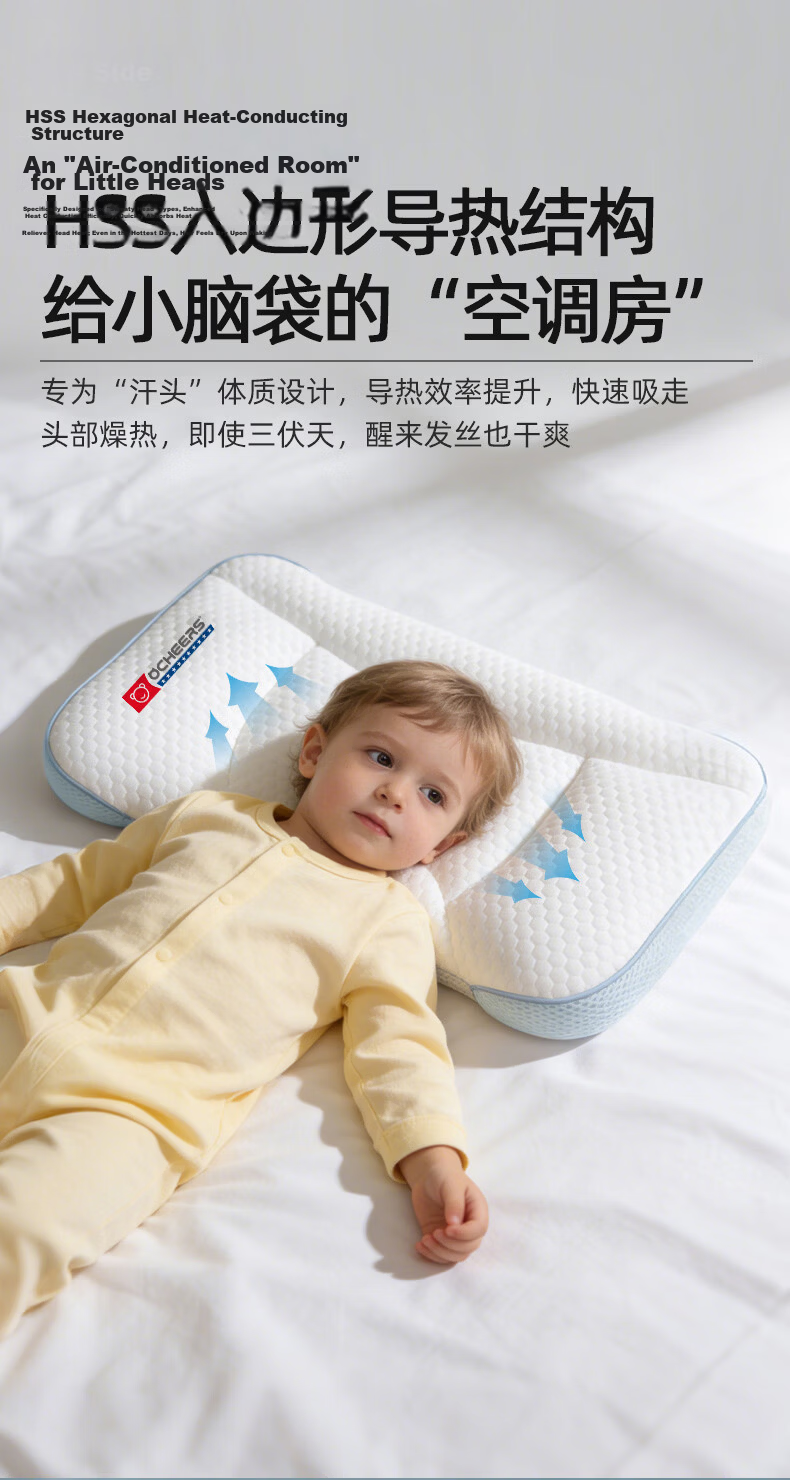 Ocheers Baby Zoned Pillow Neck Protection Pillow for 6+ Months, 0-3 Years, Class A Spine Support Pillow for Toddlers and Kindergarten Children 8