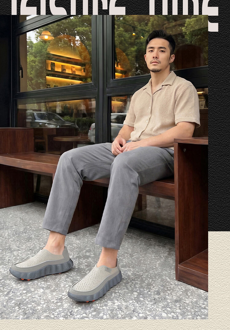 Seven Wolves Summer Breathable Men's Shoes 2026 New Style Perforated Hollow Slip-On Lightweight Comfortable Sports Sandals 17