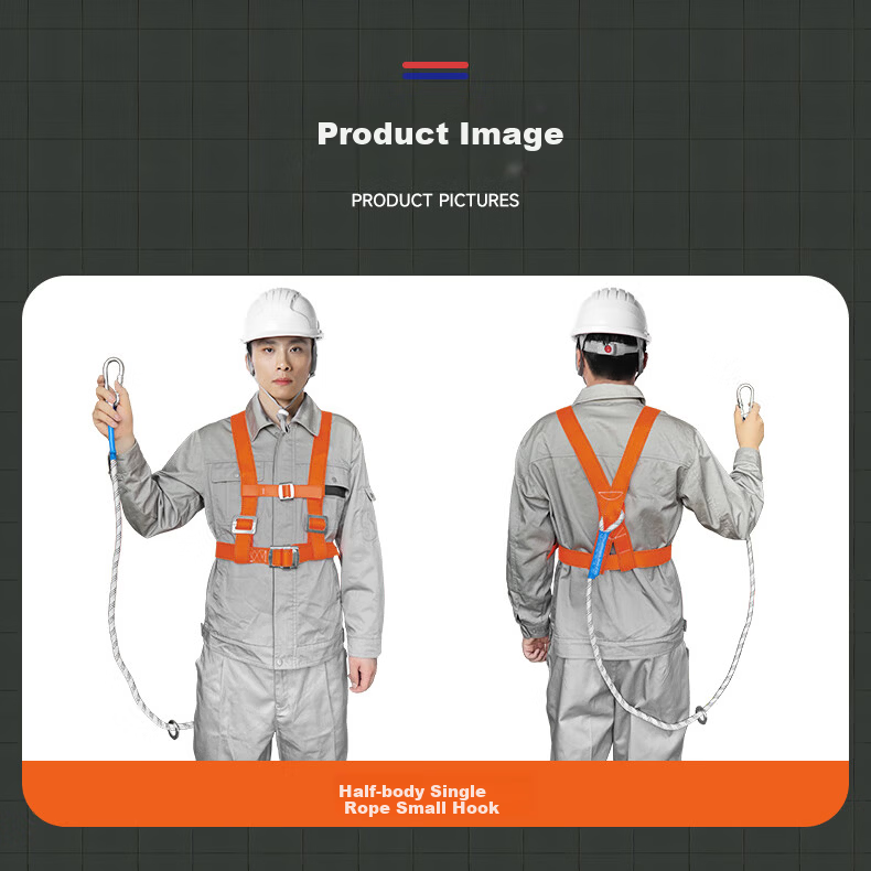 LPT Five-Point Safety Harness High-Altitude Work Half-Body Belt Double Hook Construction Site Wear-Resistant Safety Rope Set Five-Point Single Large Hook 3 Meters 10