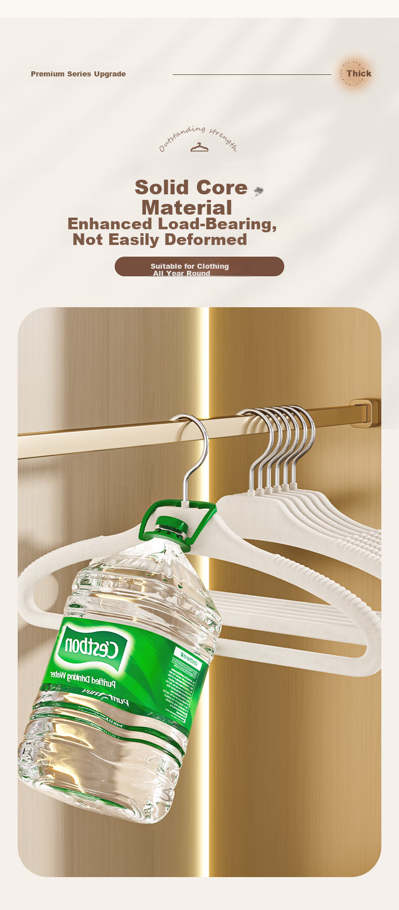 Baicaoyuan Flocked Non-Slip Hangers, Thickened Large Shoulder Protecting Clothes Hangers for Home Wardrobe, 10-Pack 5