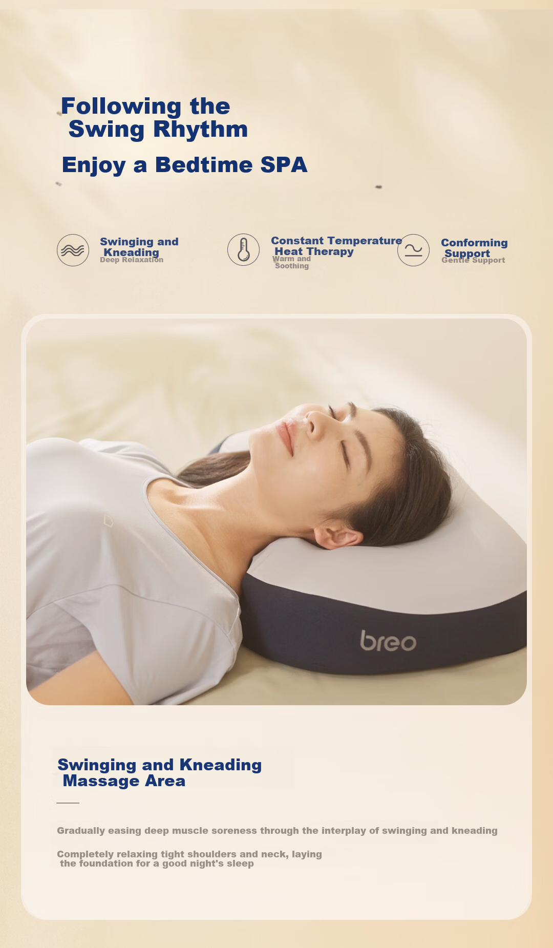 Breo PS1Lite Sleep Aid Massage Pillow [Sun Yingsha Edition] Cervical Spine Massager Shoulder and Neck Massager Trapezius Neck Sleep Aid Birthday Gift Price Guarantee 618 3