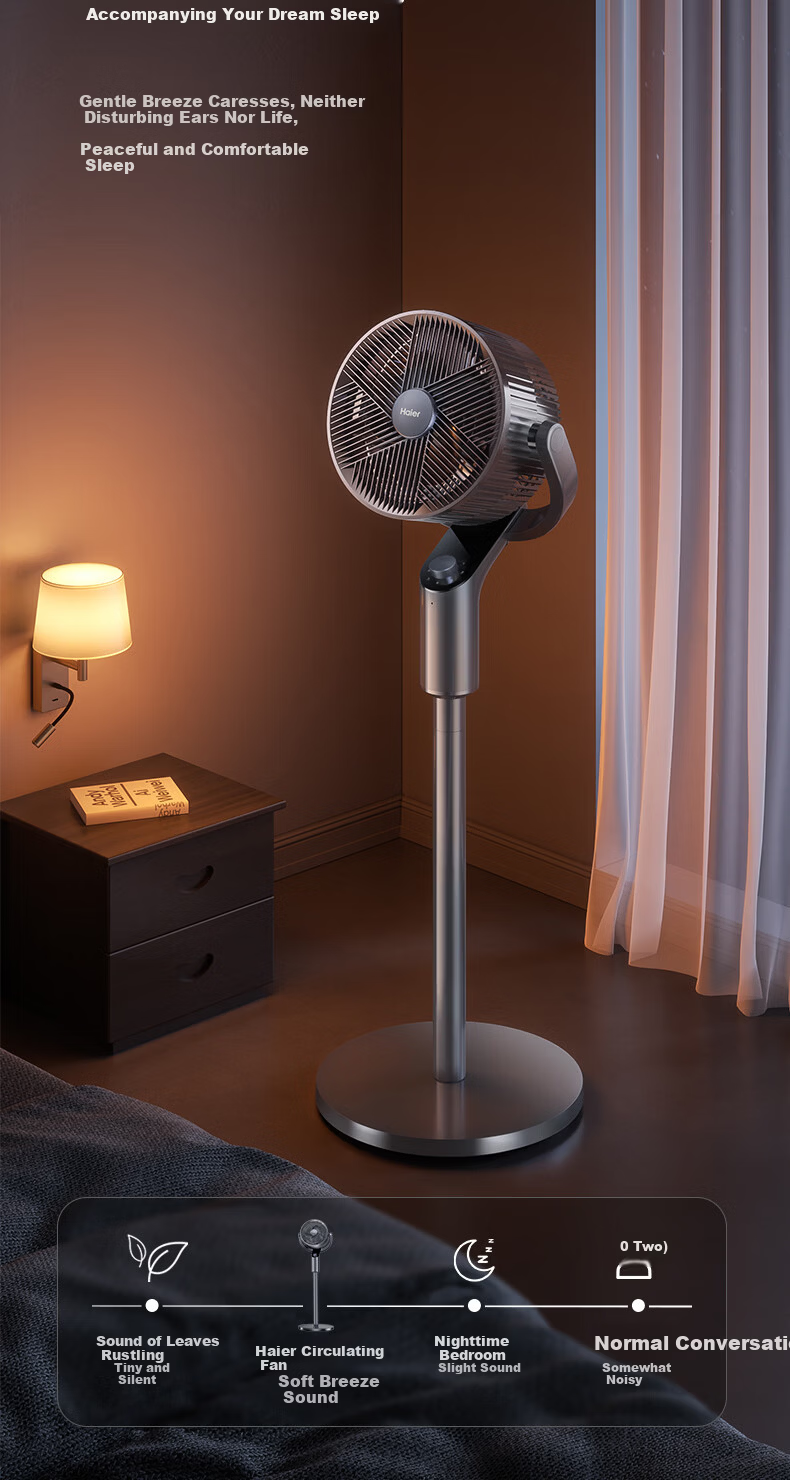 Haier Air Circulation Fan Floor Standing Electric Fan JD Self-operated Silent Bedroom Circulation Fan Home Table and Floor Fan Turbo Ventilation Fan HFX-J2365A 11