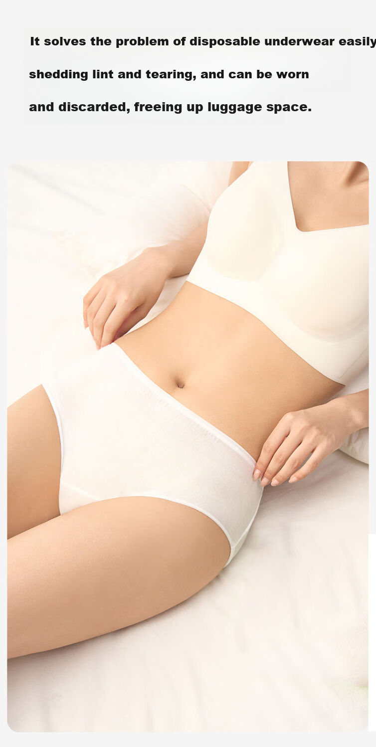 Yalu Disposable Women's Cotton Crotch Underwear 7-Pack Individually Wrapped Double-Layer Wash-Free Maternity Travel Vacation 3