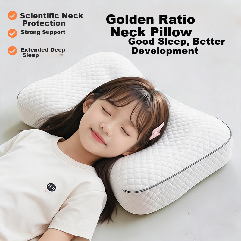 J.Sir Student Pillow for Ages 6-12, Spine Protection, Class A, Children's and Youth Dormitory Cervical Pillow, All-Season Universal
