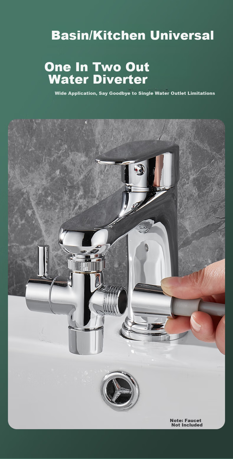 HSPA Faucet 1-in-2-out Adapter Shower Diverter Angle Valve Tee 1/2" Connector with Switch HS-96 4