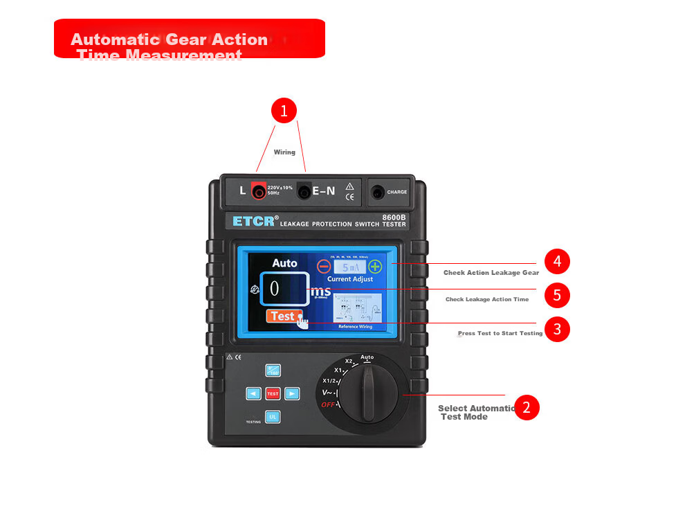 ETCR8600B Leakage Protector Tester Leakage Circuit Breaker Detector Leakage Protection Tester 8