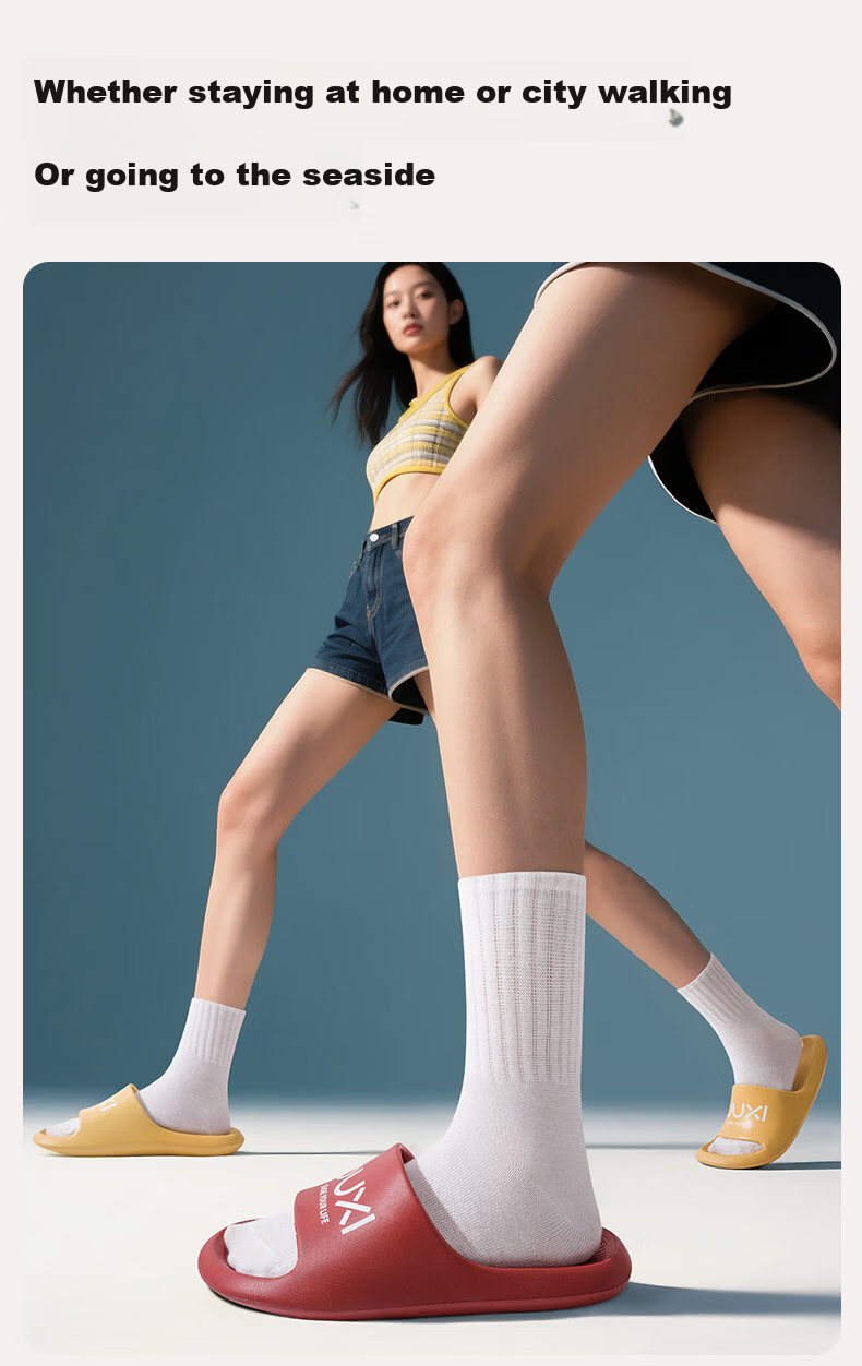 Puxi Banana Letter Print Trendy Slippers Non-slip EVA Material Couple Versatile Off-white 37-38 4