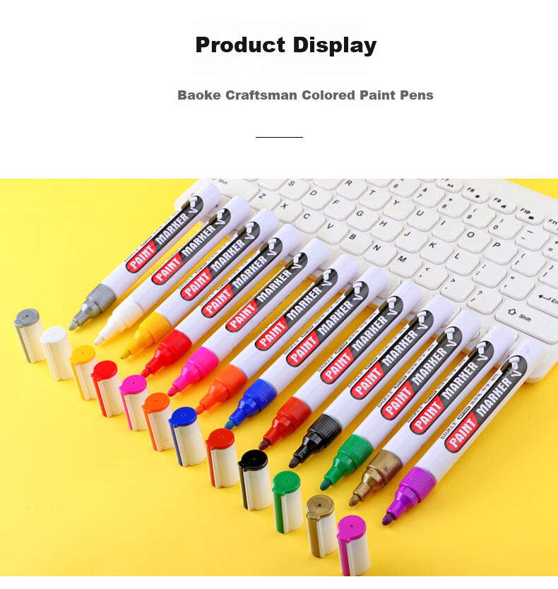 BAOKE MP560 Paint Marker Pen Red Fade-Resistant Waterproof Strong Coverage Oil-Based Marker Pen 6pcs/Box 12
